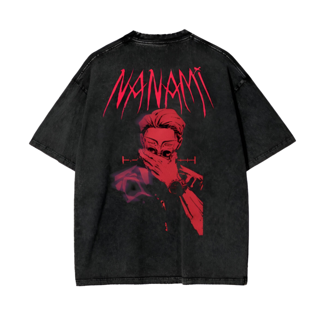 (Jujutsu Kaisen) Y2K Nanami Acid Wash Oversize T-Shirt