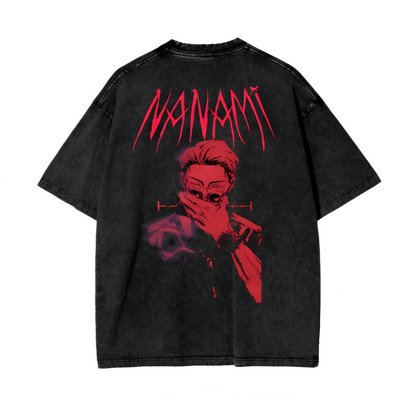 (Jujutsu Kaisen) Y2K Nanami Acid Wash Oversize T-Shirt